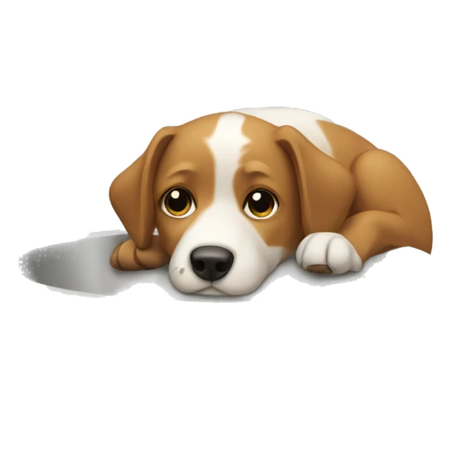 dog resting by pet bowl sticker