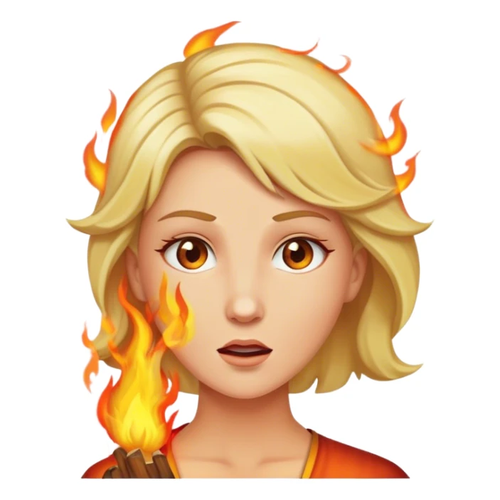 Blond woman breathing fire sticker
