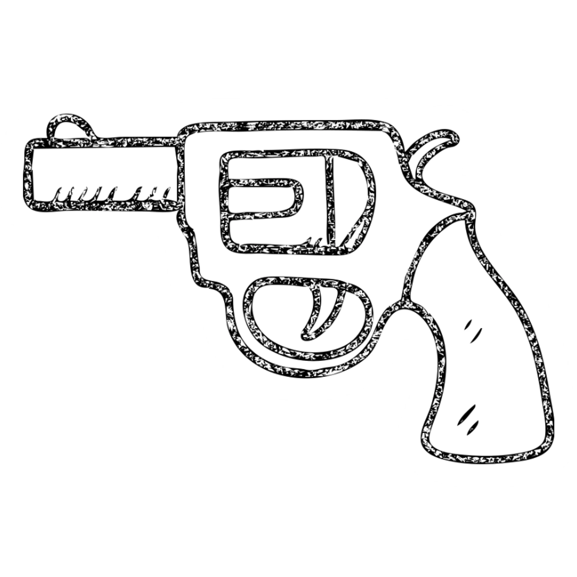 hand-drawn outlined gun icon, sketchy look sticker