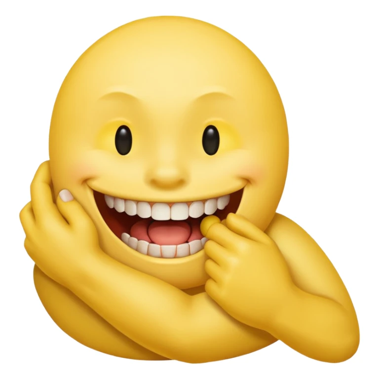 Smiley face with open mouth and teeth biting an arm sticker