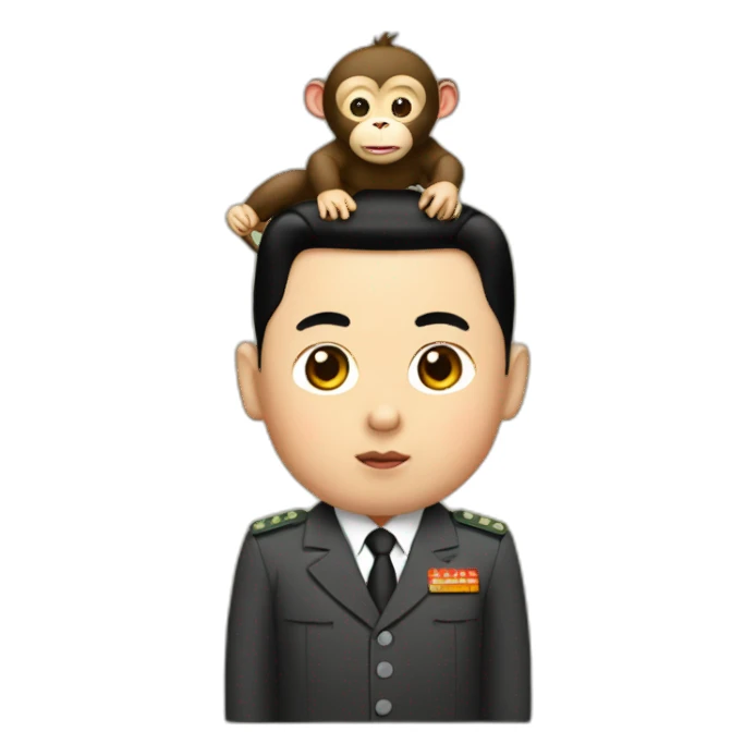 Kim jong un with a monkey on his head sticker