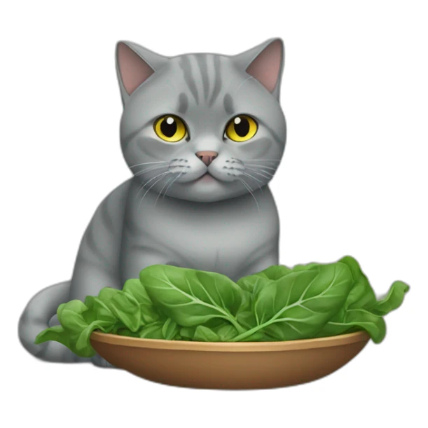 british shorthair cat eating spinach sticker