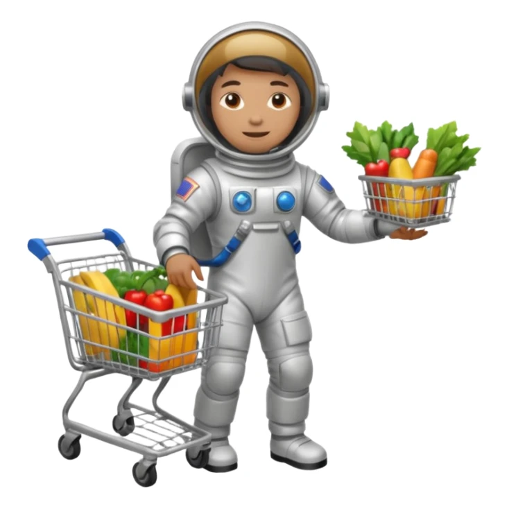 astronauta con carrito de supermercado sticker