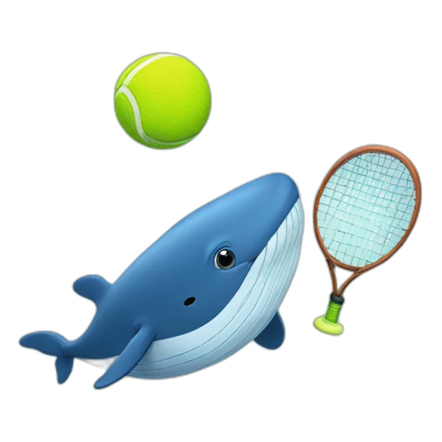Blue whale playing tennis sticker