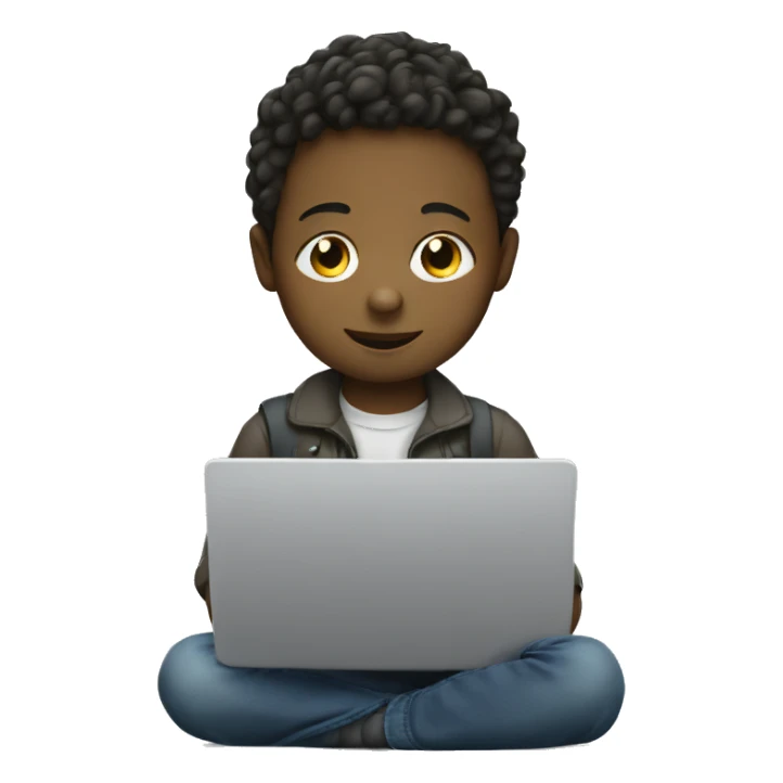 child with laptop sticker