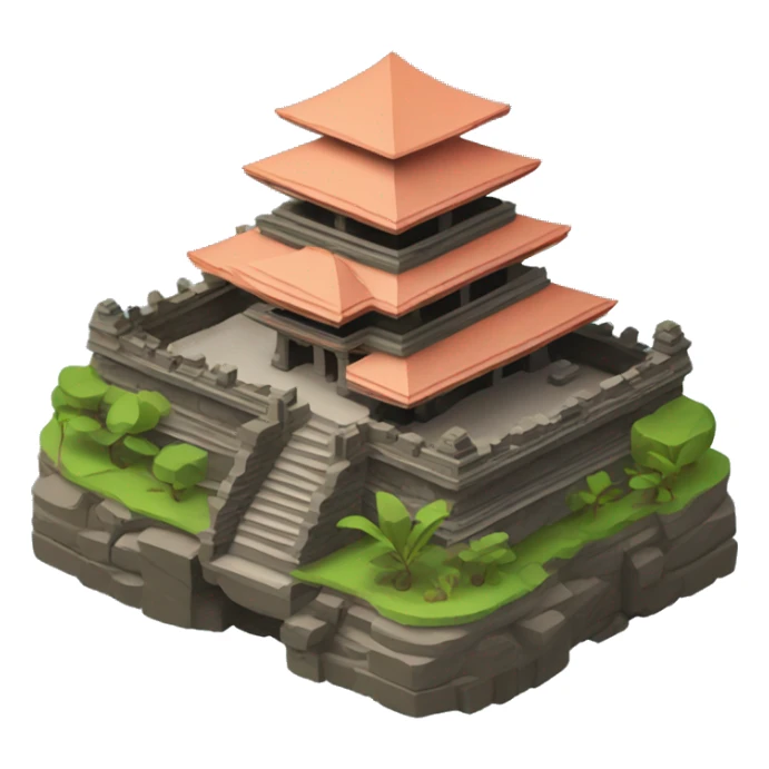 indonesian temple tanah lot isometric front view sticker