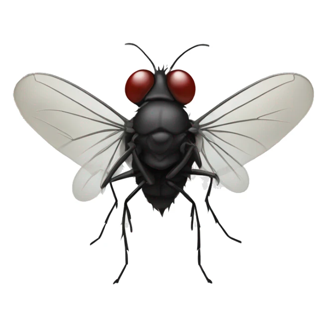 A midge (very tiny fly from scotland) looking like a vampire (with two protruding teeth), view from face/profile, looking like aggresive, looking cute sticker