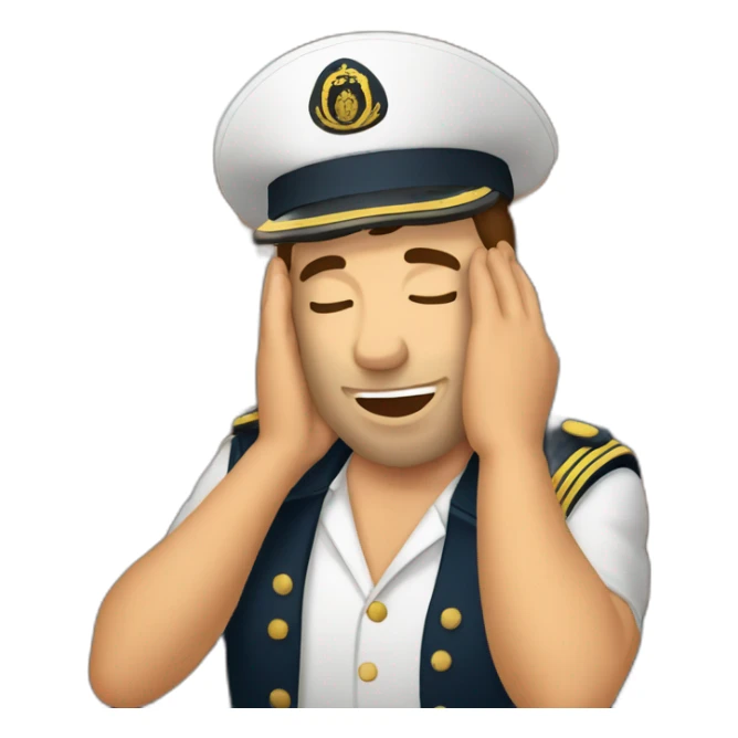 captain of cruise ship doing face palm sticker