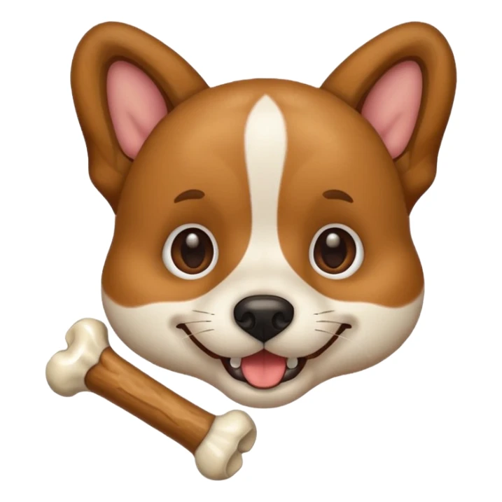 dog faace with bone in mouth sticker