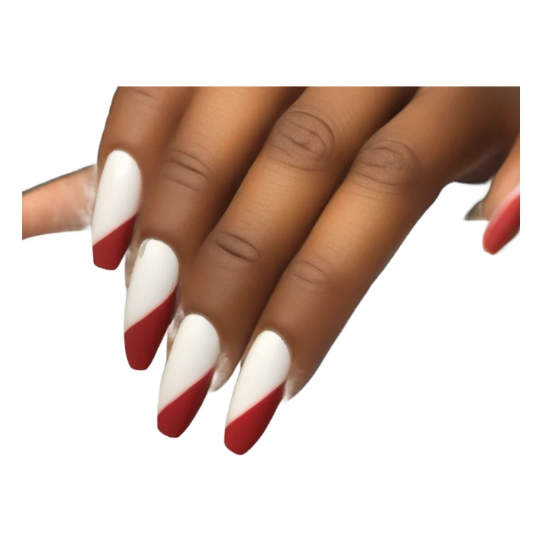 Long red and white acrylic nails on medium skin ton sticker