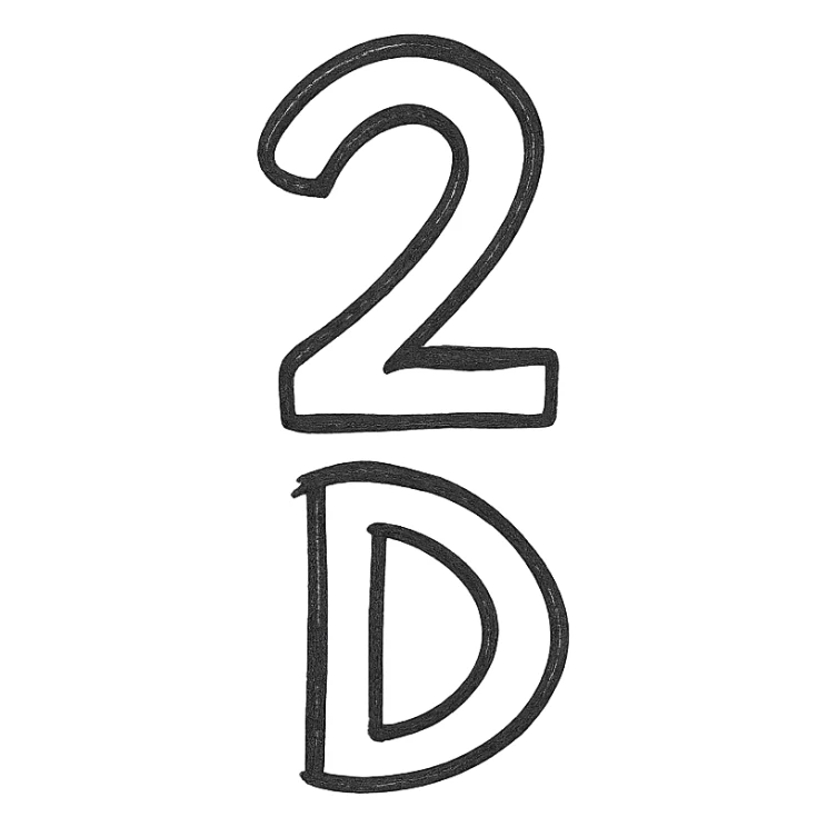 The number 2 with the letter D under it sticker
