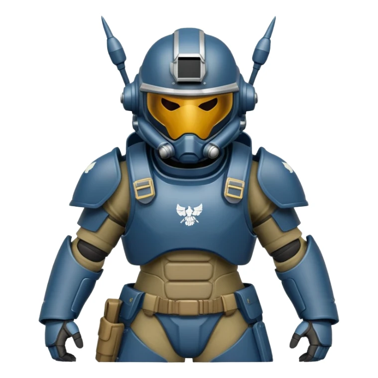 Helldiver soldier in power armor with helmet sticker