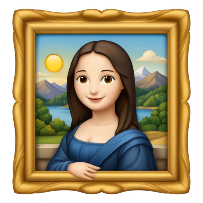 Mona Lisa inside of a picture frame  sticker