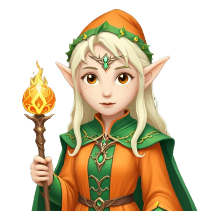 Mage elf with glowing orange staff sticker