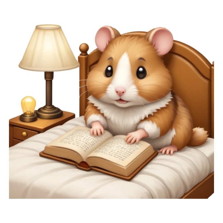 hamster reading in bed with retro light lamp next to it sticker