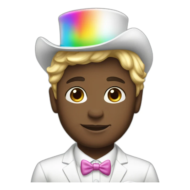Posh-boy-with-white-suit-and-rainbow-unicorn-hat sticker