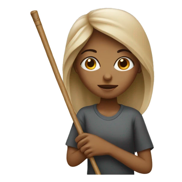 blind girl hold stick sticker