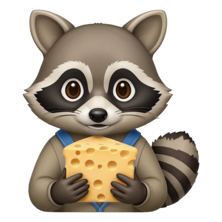 Raccoon holding cheese in both hands sticker