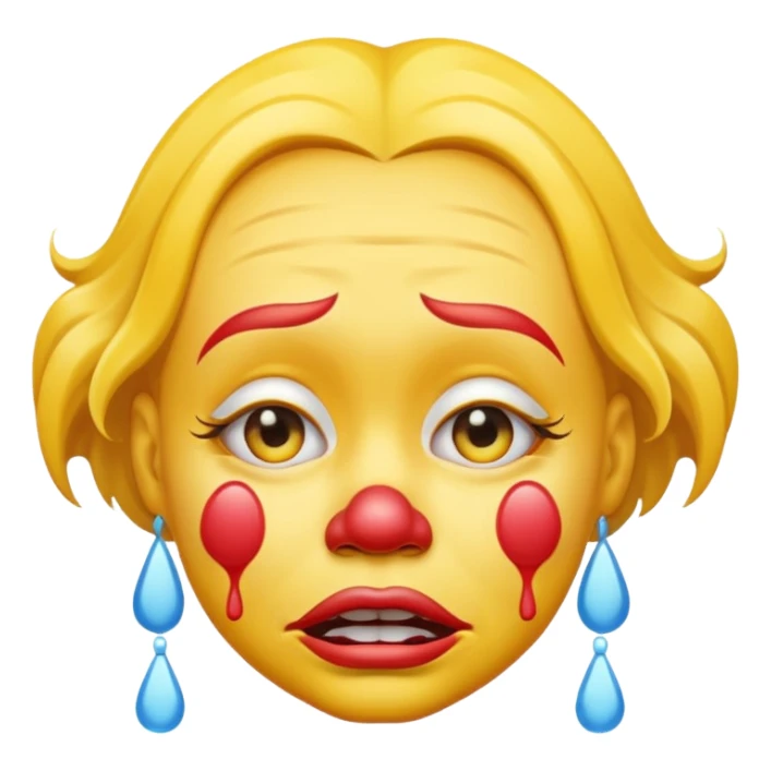 Sobbing yellow emoji clown sticker