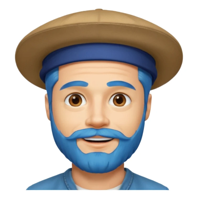 brad pitt, blue hair, hat, beard sticker