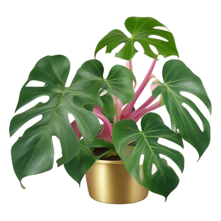 Philodendron pink princess in gold pot sticker