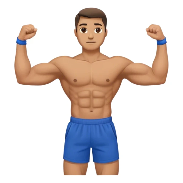 man with blue shorts doing side-lateral raise (T pose) sticker