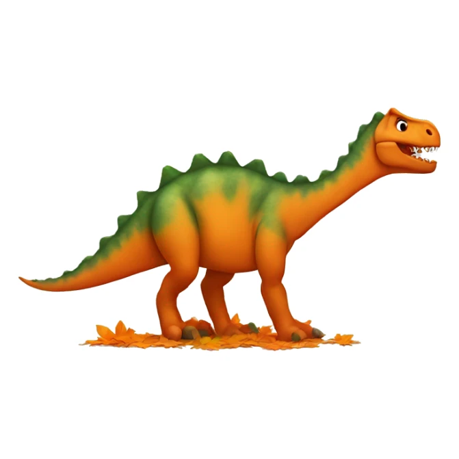 dinosaur with orange leaves on the ground sticker