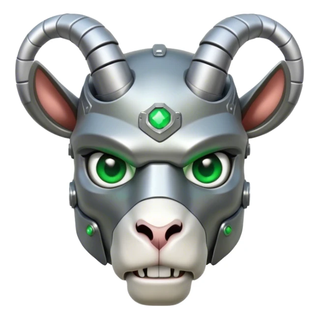 Terminator Goat with green eyes sticker