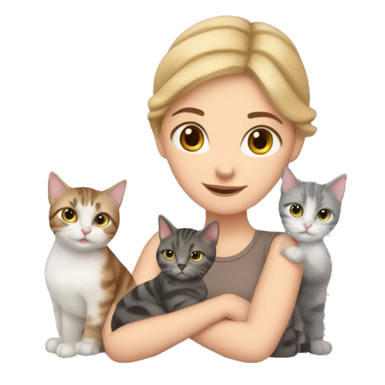 White Girl with 2 cats sticker