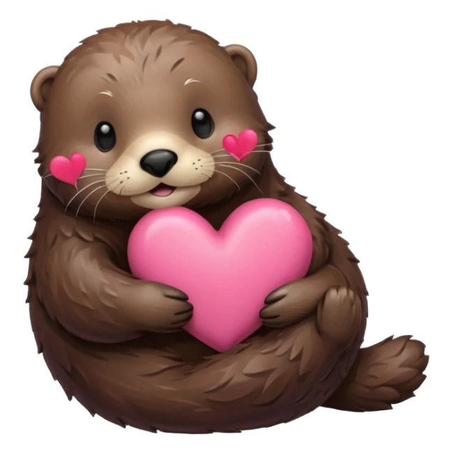 Seaotter hugging heart sticker