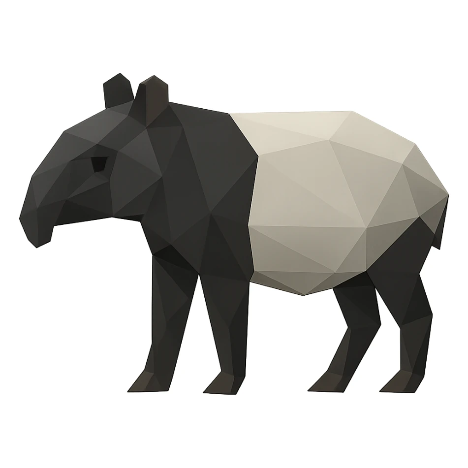 a tapir in a low-poly polygonal style, geometric and modern sticker