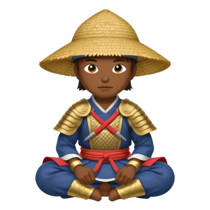 asian Samurais in Hat, Samurai kneeling  sticker