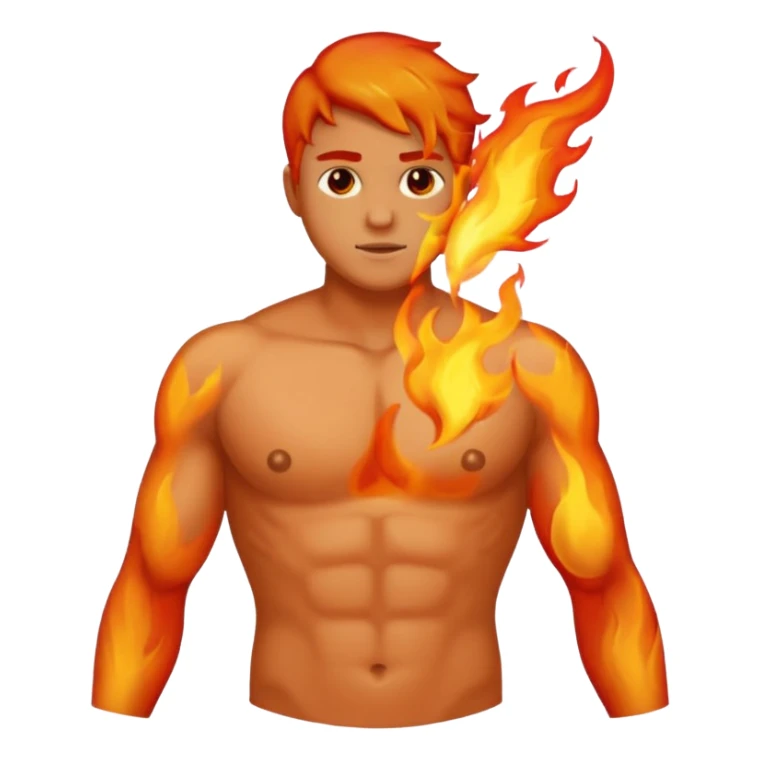 Male breast area with left nipple on fire; subtle flame sticker