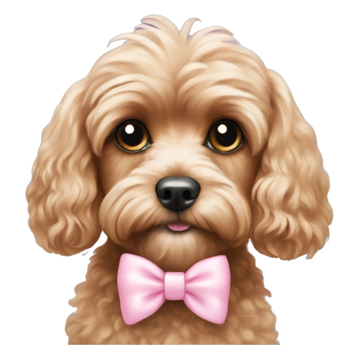 Cavoodle with pastel pink bow sticker