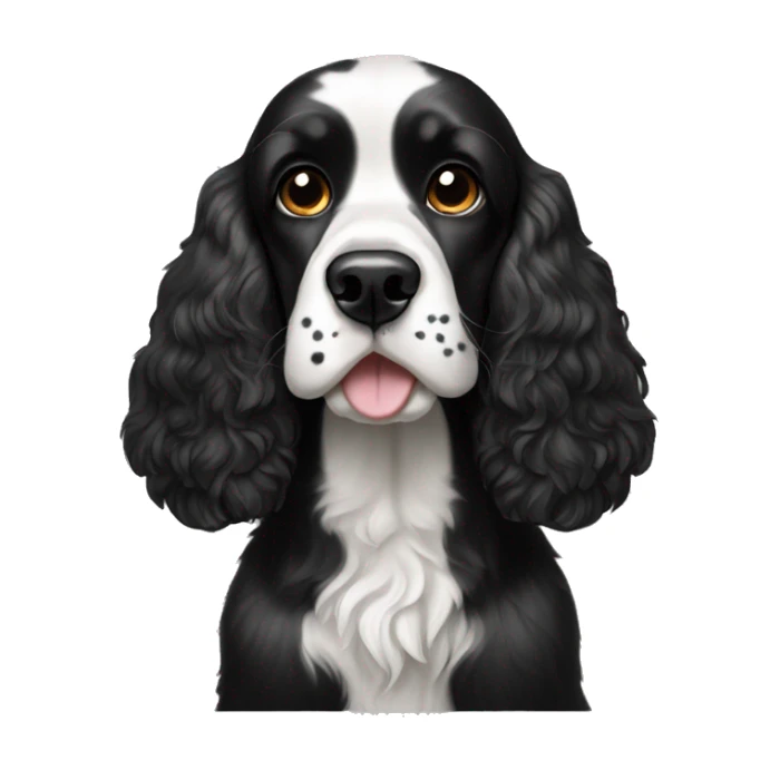 black and white cocker spaniel with nose spots sticker