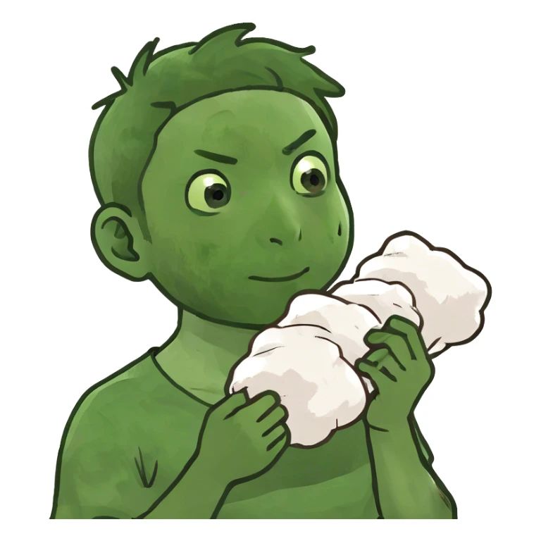 White Japanese boy holding cotton sticker