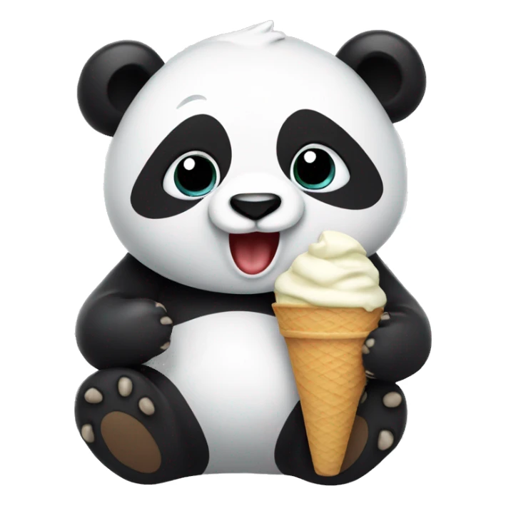 Panda eating ice cream sticker