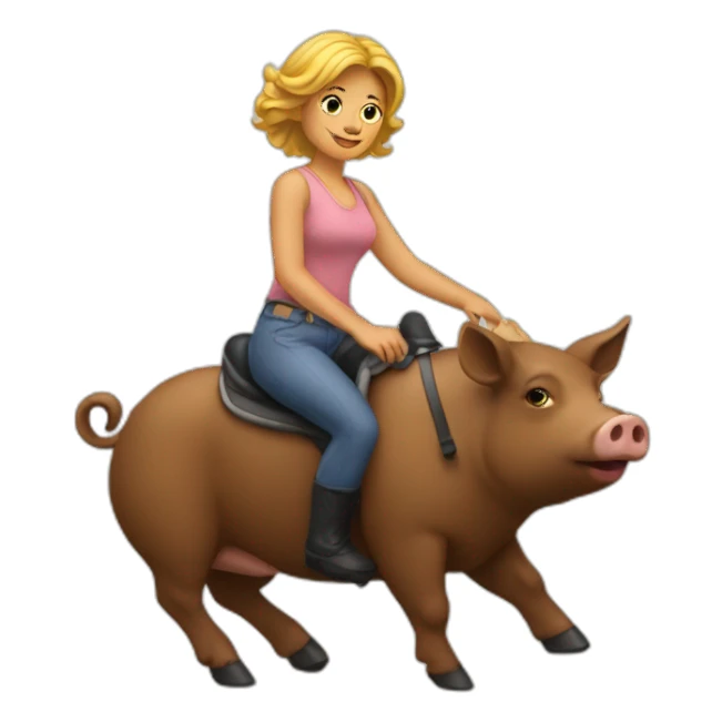 Femme sur un cochon sticker