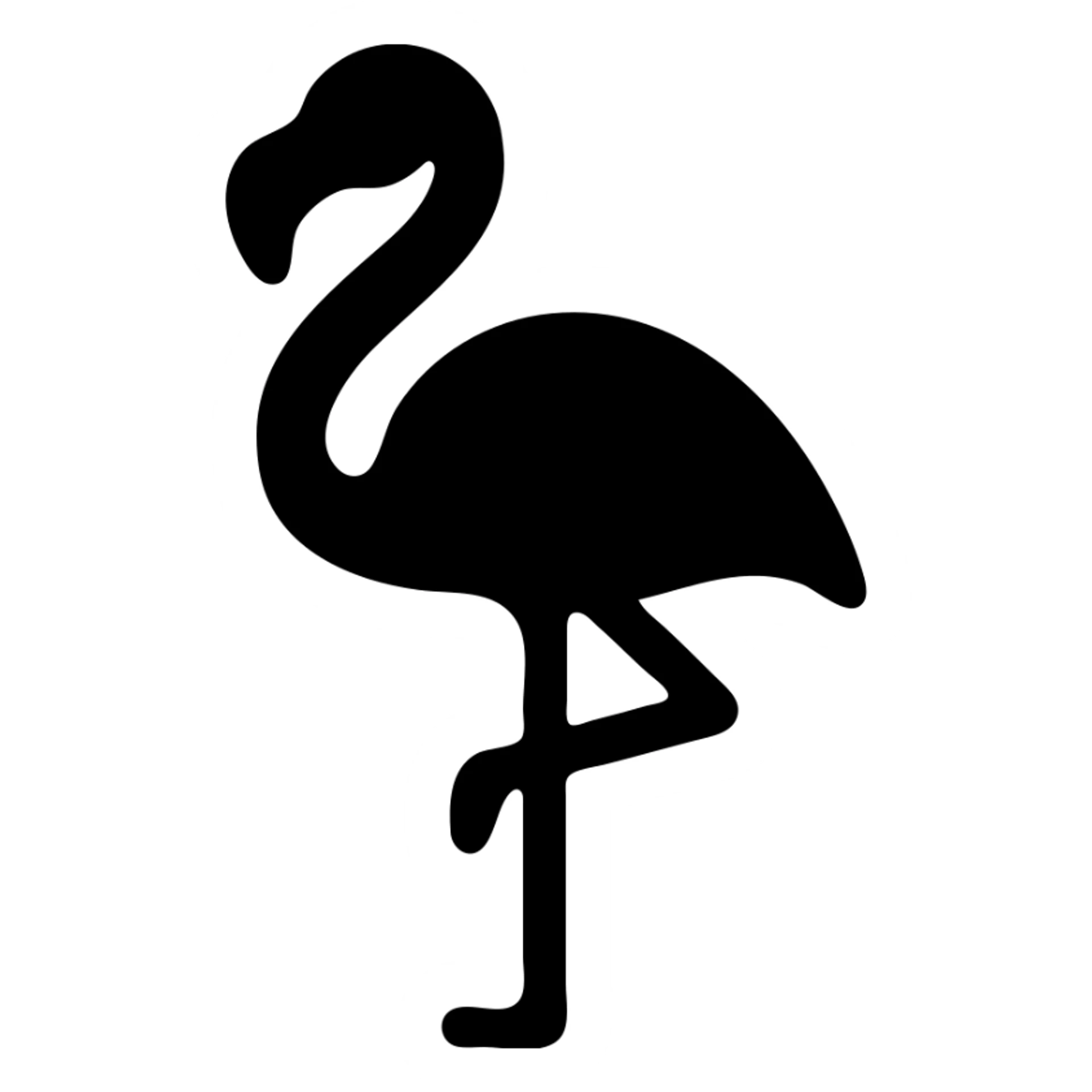 flamingo, solid icon style, filled black silhouette, minimal, modern, no background sticker