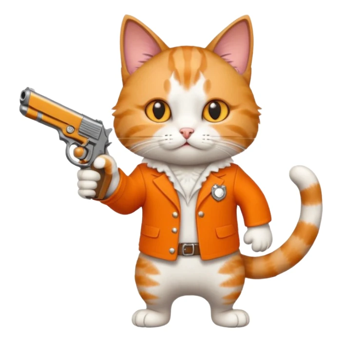 cartoon cat with a pistol sticker