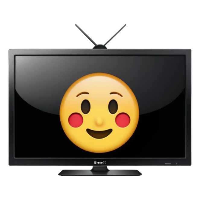 smart 4k big thin screen tv, centered, screen turned off, iPhone emoji style sticker