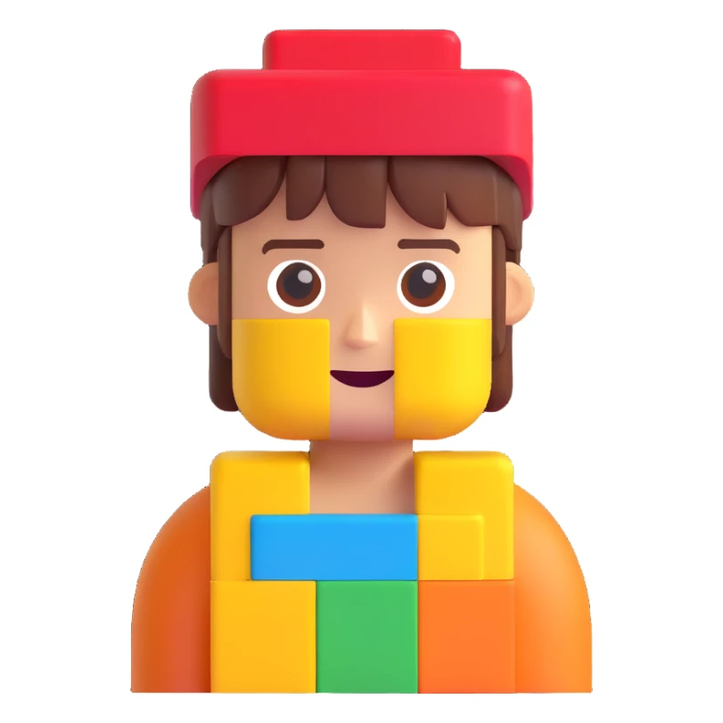 roblox character, blocky avatar, simple face, bright colors, 3D style sticker