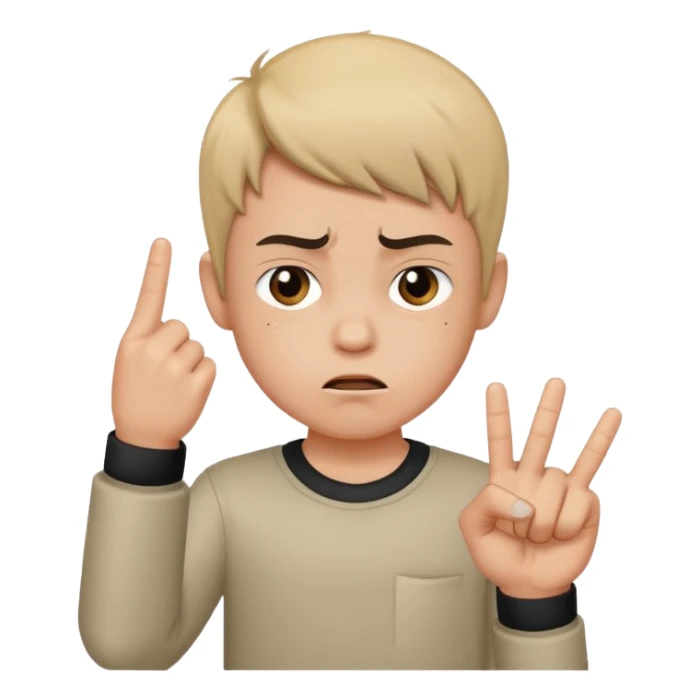 Ein Junge der Mittelfinger zeigt sticker