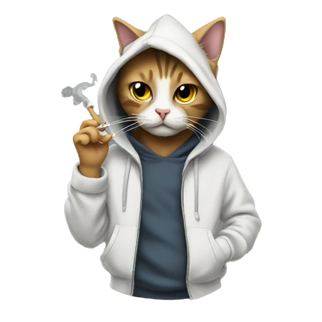 Cat wearing a hoodie smoking sticker