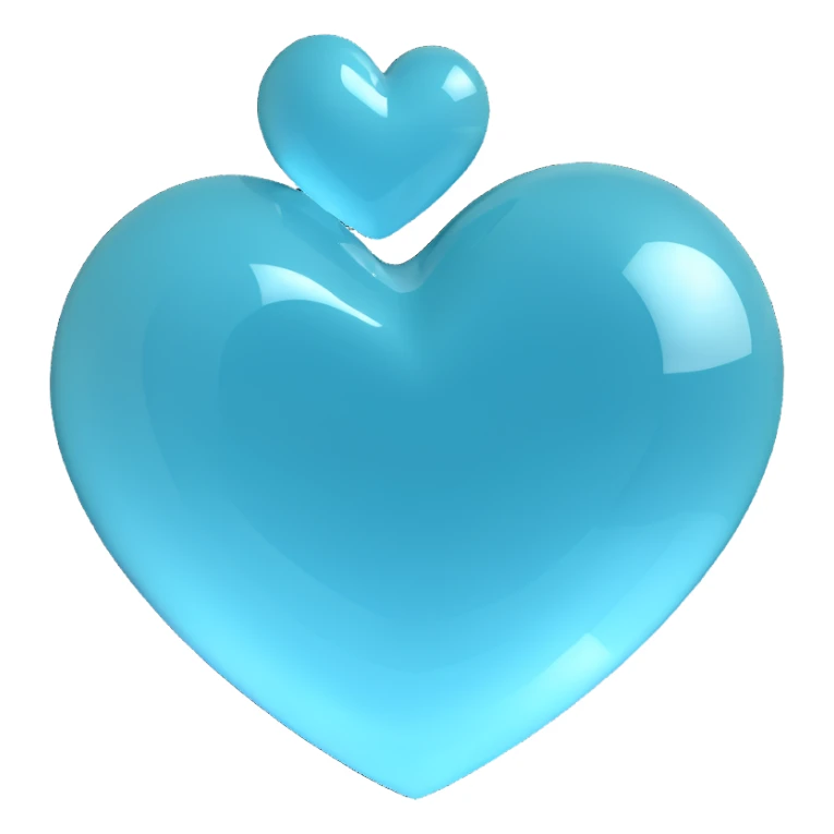 aquamarine heart, glossy, 3D effect sticker