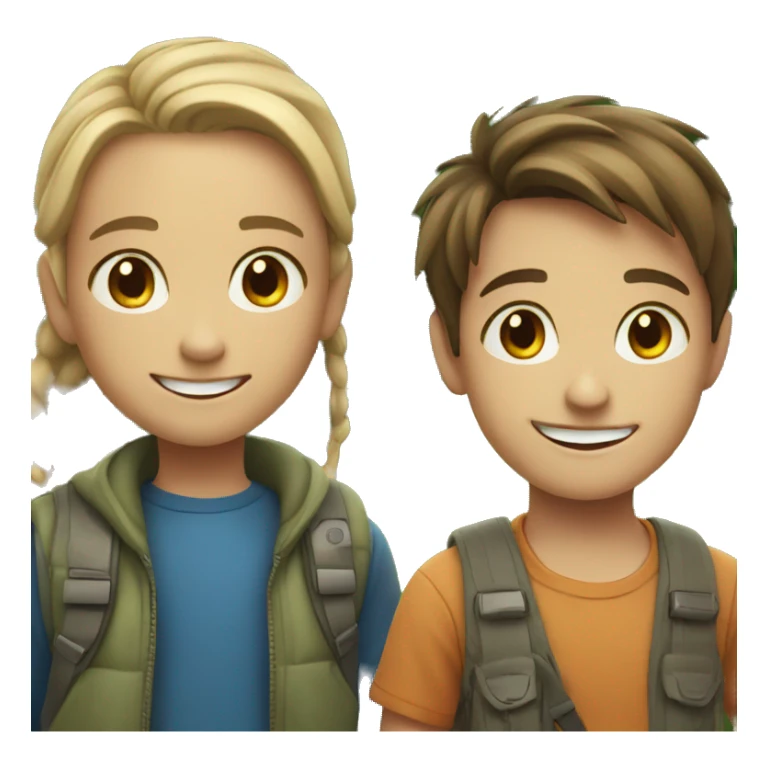 smiling girl and boy outdoors sticker