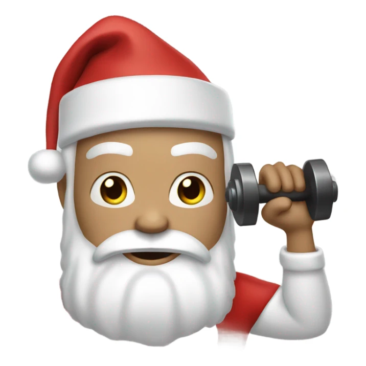 White santa with a dumbbell in hand sticker