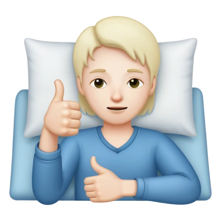 Completely sleep deprived face with the thumbs up sticker