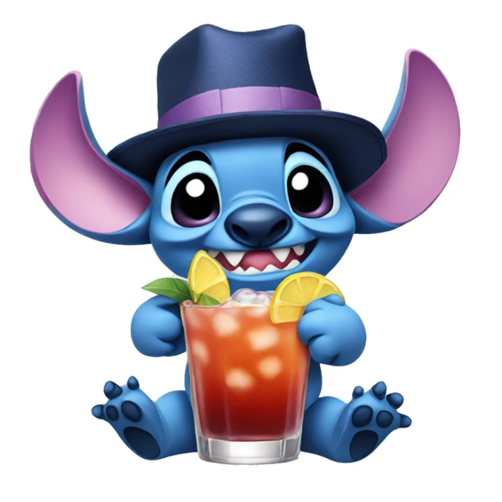 Stitch from Disney with hat and cocktail  sticker