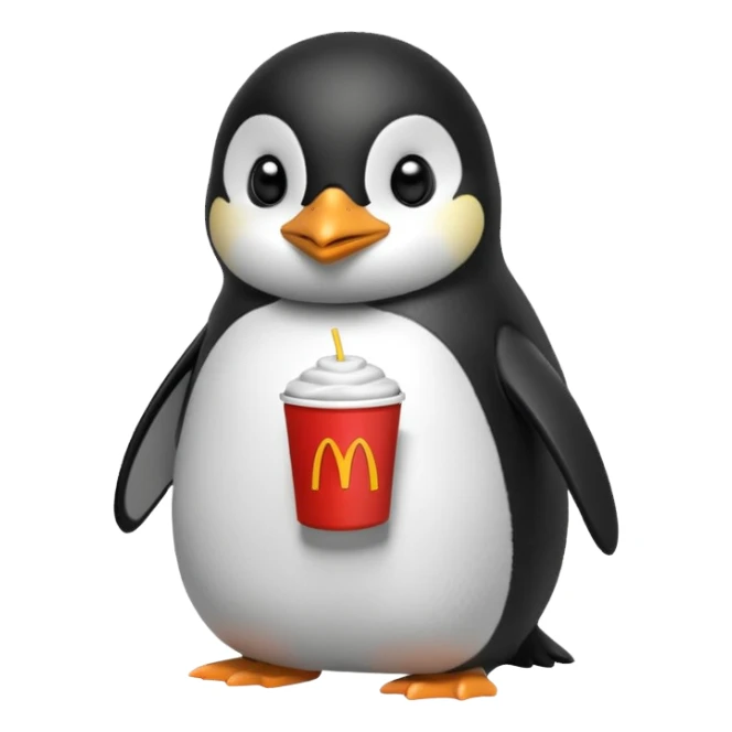 pinguino che mangia McDonald's  sticker